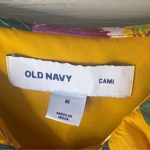Old Navy Yellow Floral Midi Sundress - Size Medium - Ruffle Hem - Picture 6 of 10